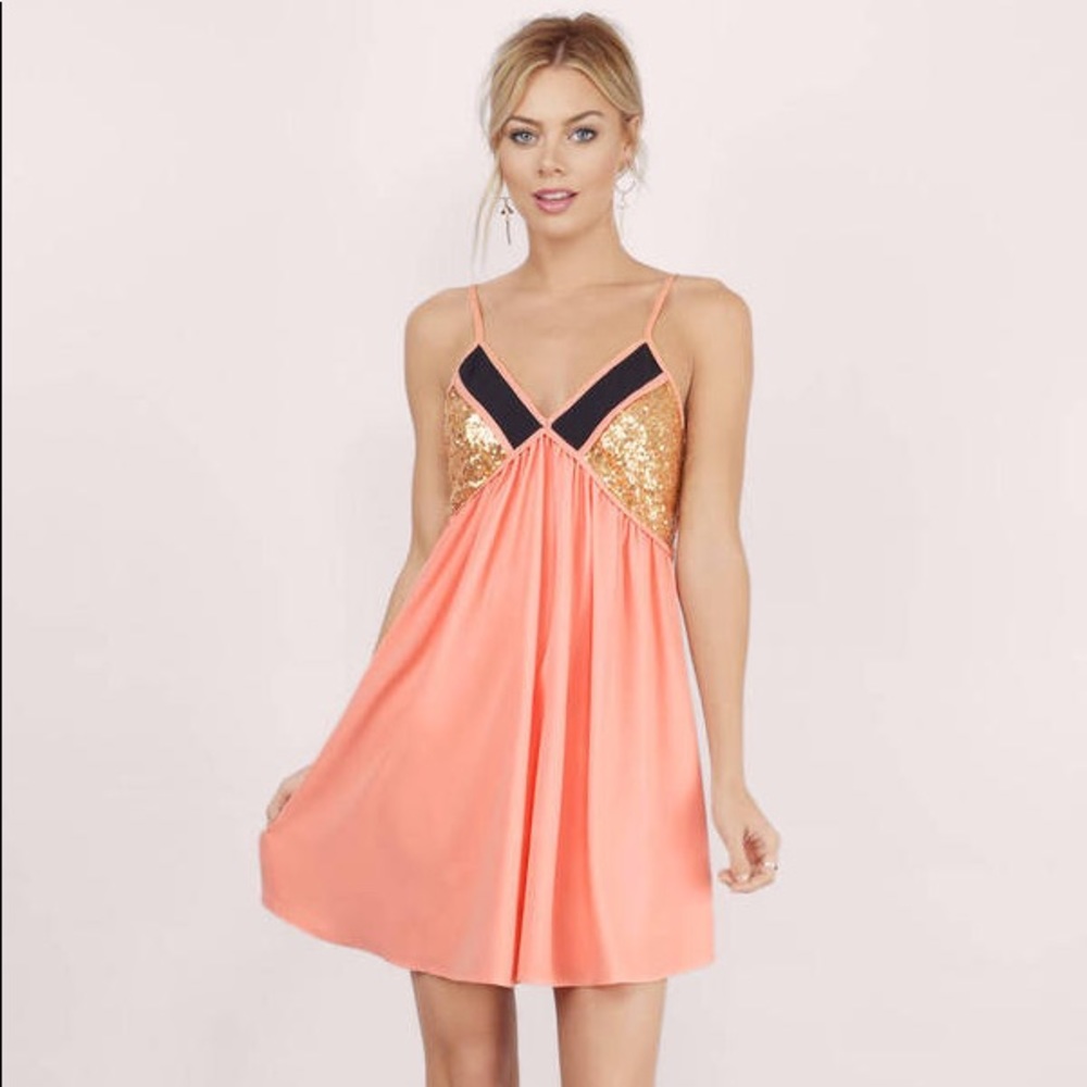 Tobi Coral Sequined Dress